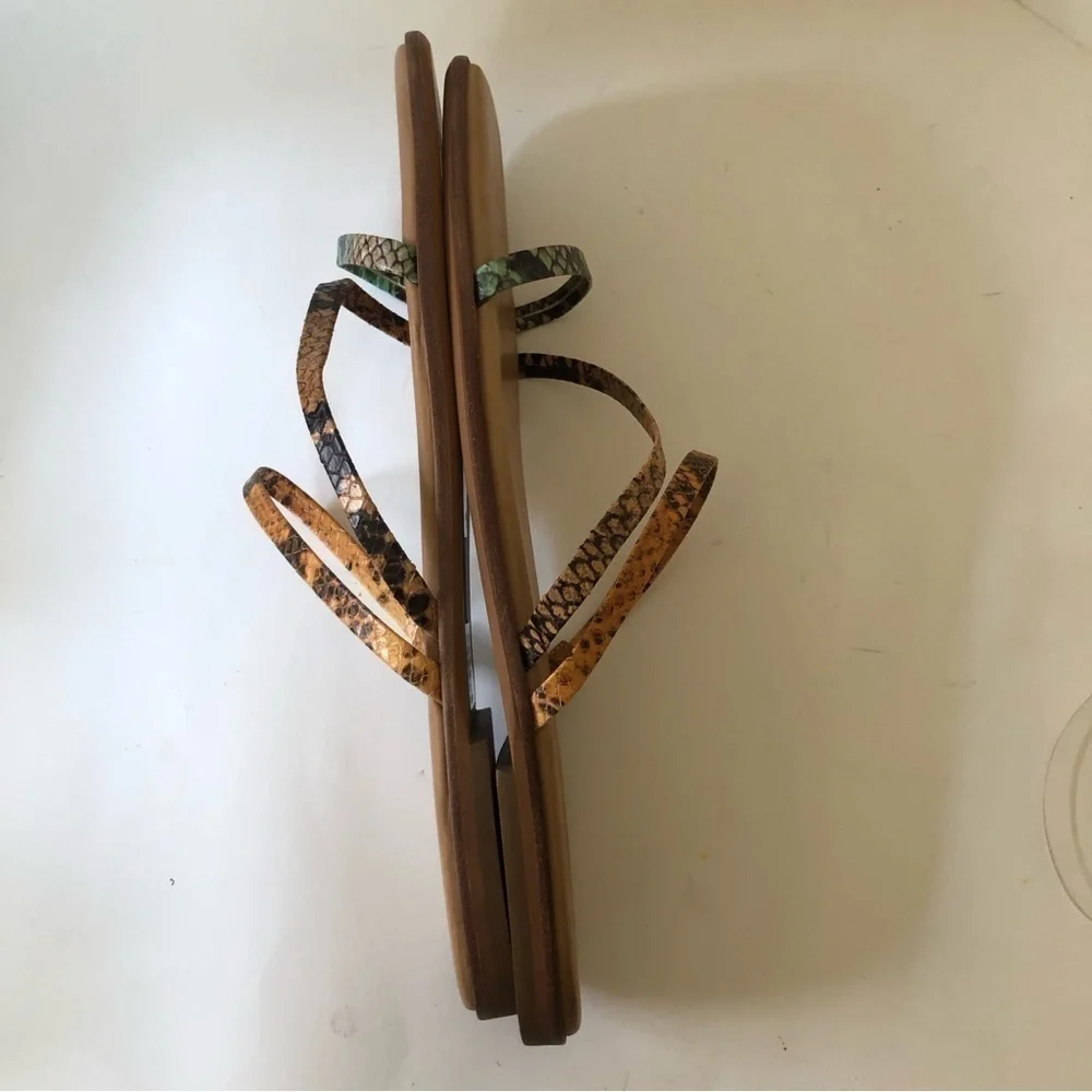 Madewell The Lyra Slide Sandal in Snake Embossed Leather Straps Size 10